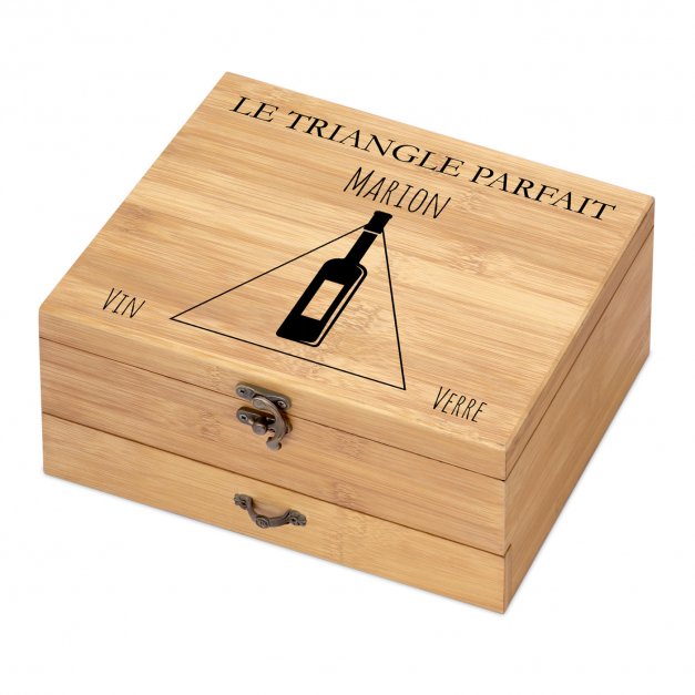 Ensemble d'accessoires pour vin avec coffret en bois de bambou avec impression pour une copine pour l'enterrement de vie de jeun
