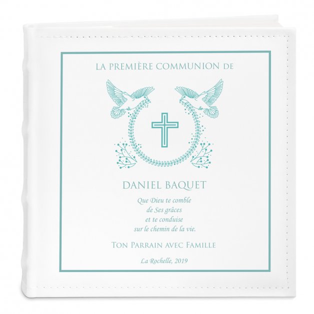Album photo personnalisé avec impression pour la première communion d'un filleul