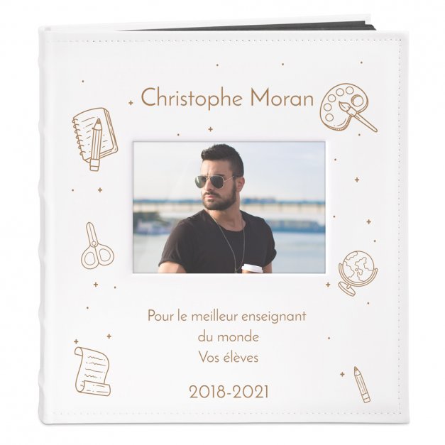 Album photo avec fenêtre et impression pour un professeur