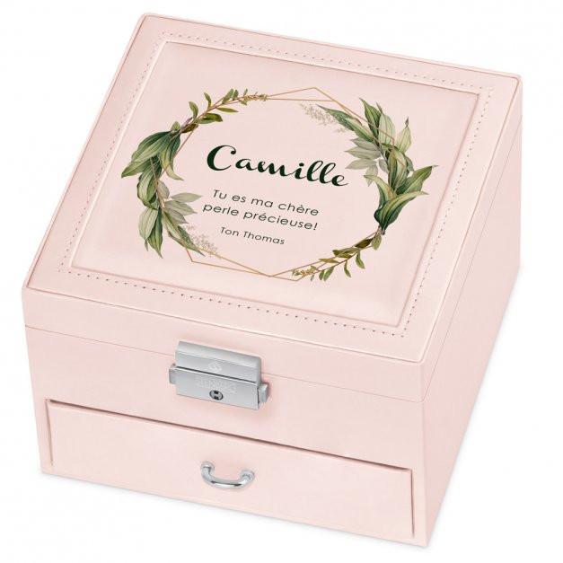 Coffret à bijoux rose avec impression pour une femme pour la Saint-Valentin