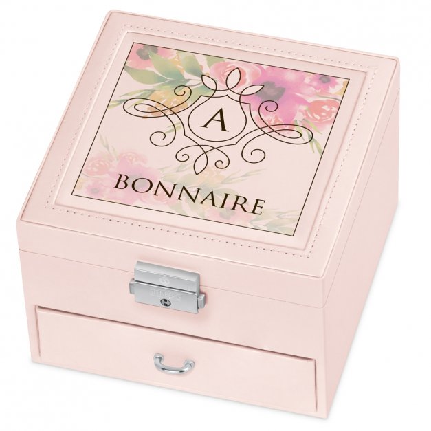Coffret à bijoux rose avec impression pour elle pour son anniversaire 