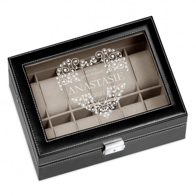 Coffret à montres avec gravure pour une copine pour la Saint-Valentin