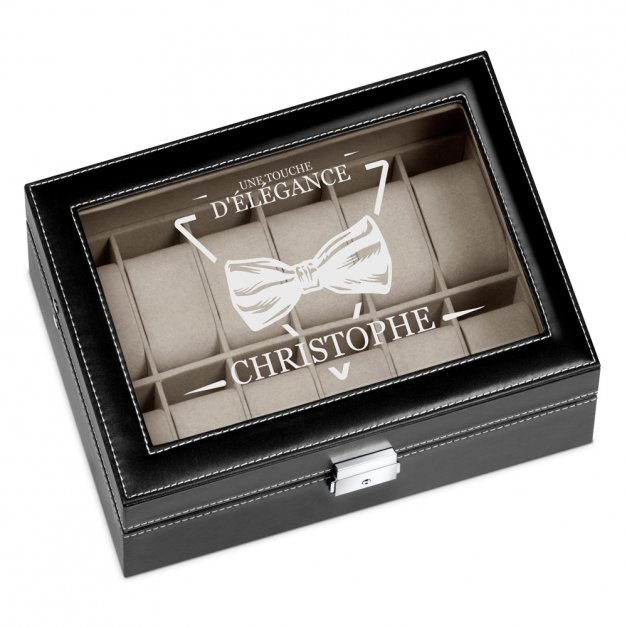 Coffret à montres avec gravure pour l'anniversaire d'un mari