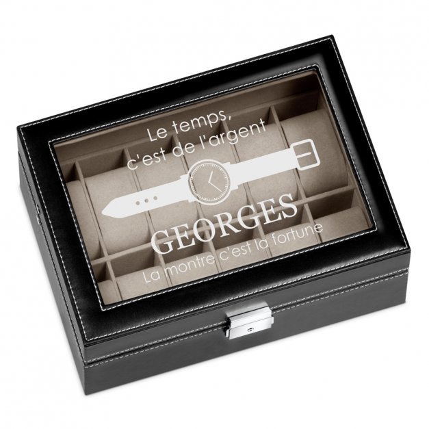 Coffret à montres avec gravure pour l'anniversaire d'un copain