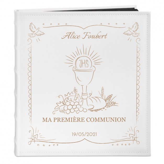 Album photo personnalisé avec impression pour la première communion d'une filleule