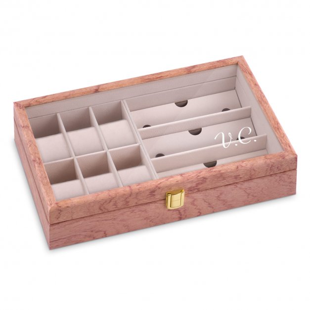 Coffret de rangement en bois rose avec gravure pour l'anniversaire d'un proche