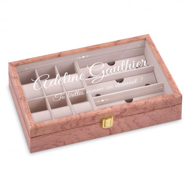 Coffret de rangement en bois rose personnalisé pour une femme pour l'anniversaire de mariage