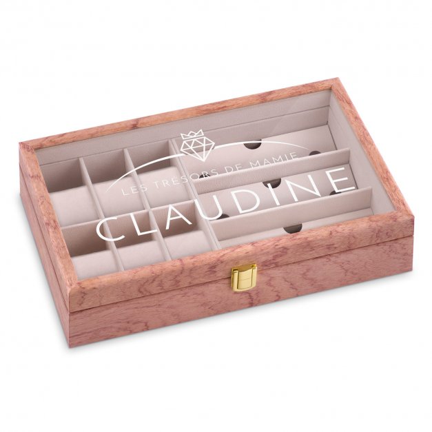 Coffret de rangement en bois rose personnalisé pour la fête des grands-mères