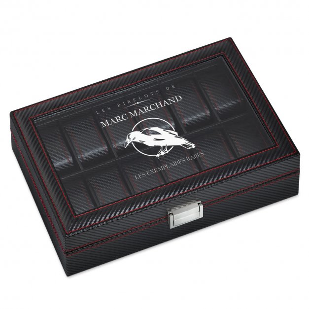 Coffret à montres noir carbone avec gravure pour l'anniversaire d'un homme
