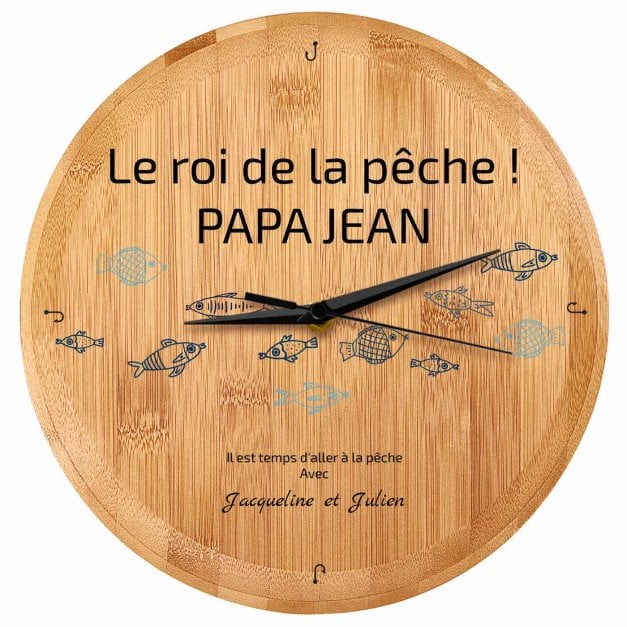 Horloge murale personnalisée pour papa pêcheur