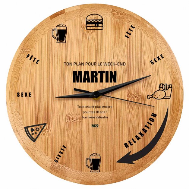 Horloge murale personnalisée pour frère pour ses 18 ans