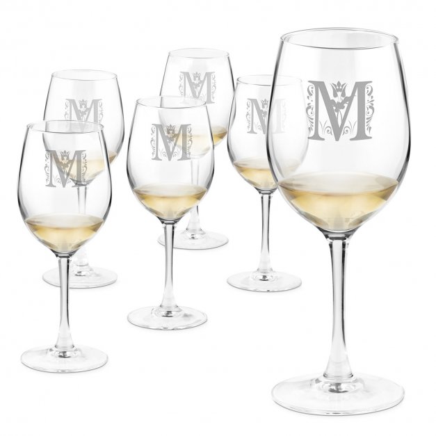 6 verres à vin avec gravure pour un proche