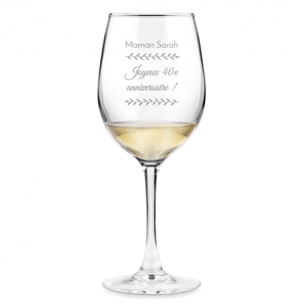 Verre à vin avec gravure pour le 40e anniversaire de maman
