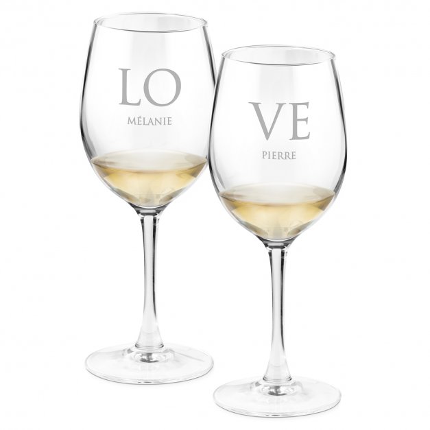 2 verres à vin avec gravure pour couple pour mariage