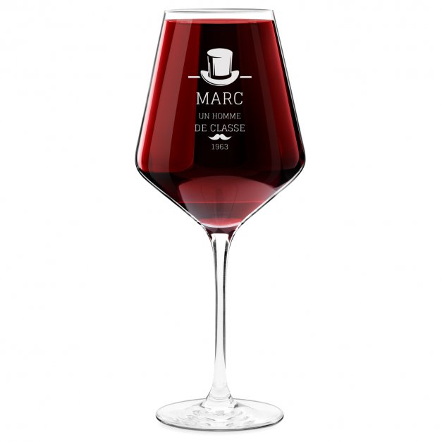 Verre à vin AVANT-GARDE avec gravure pour l'anniversaire d'un gentleman