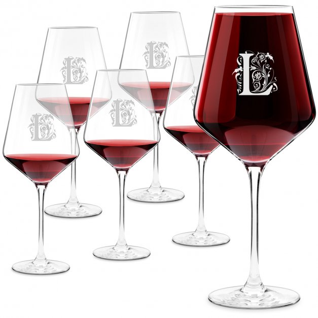6 verres à vin AVANT-GARDE avec gravure pour elle ou pour lui