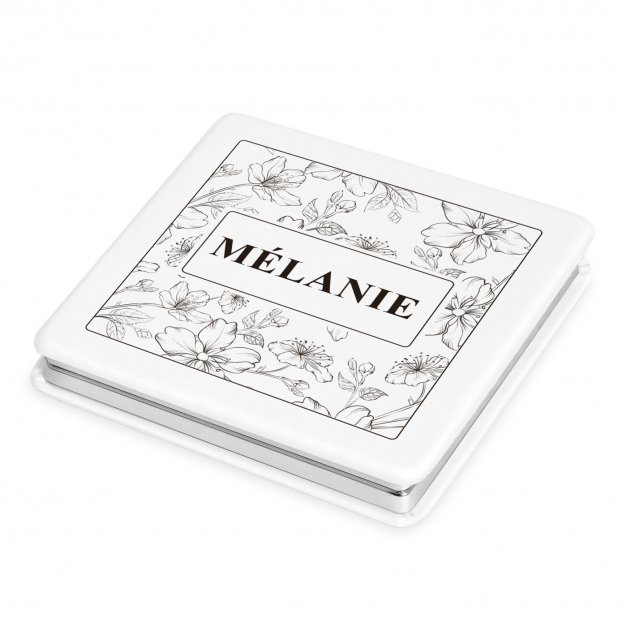Miroir de poche carré blanc personnalisé pour l'anniversaire de maman