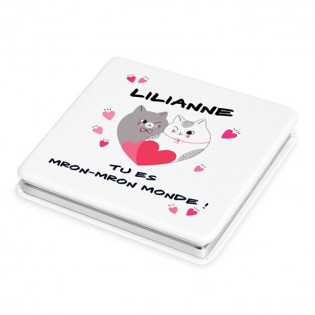 Miroir de poche carré blanc avec impression pour une fiancée pour la Saint-Valentin