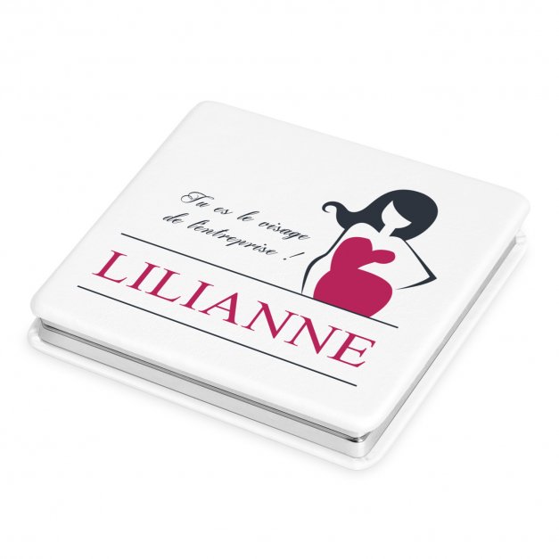 Miroir de poche carré blanc avec impression pour une femme pour la fête des secrétaires