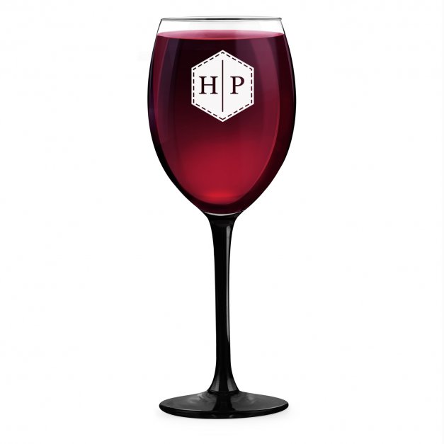 Verre à vin ONYX avec gravure pour proche avec des initiales