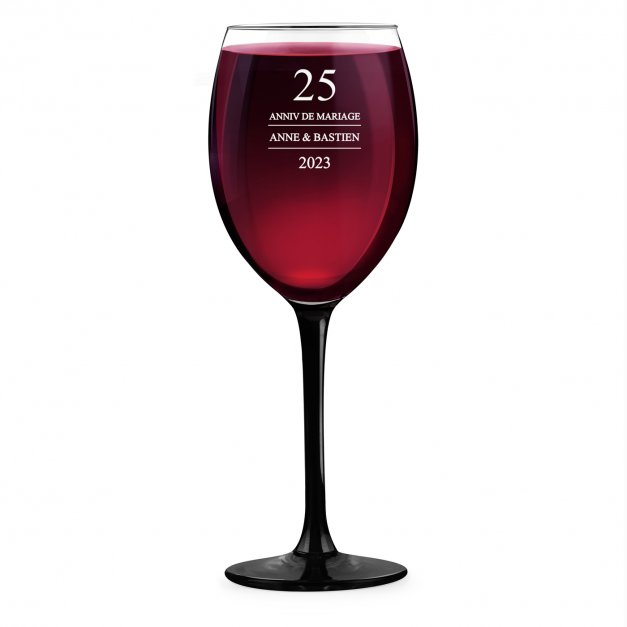 Verre à vin ONYX avec gravure pour 25 ans de mariage