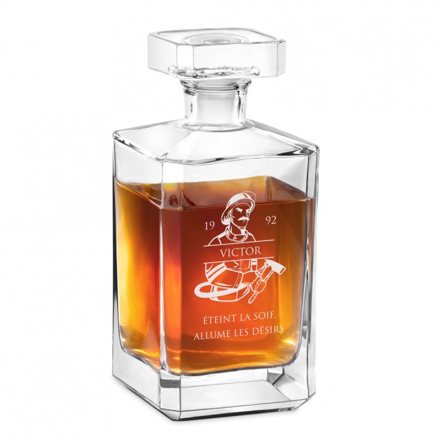 Carafe à whisky Bourbon avec gravure pour pompier