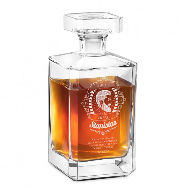 Carafe à whisky Bourbon avec gravure pour frère