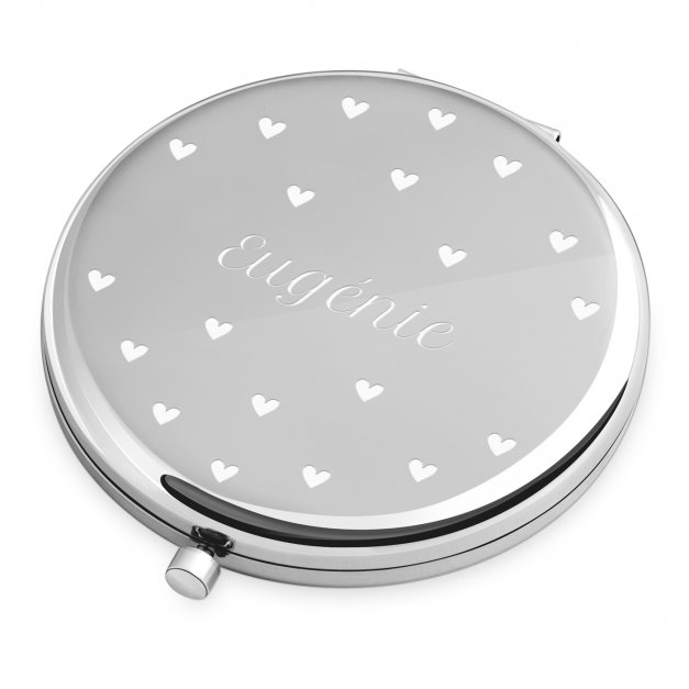 Miroir de poche rond de couleur argent avec gravure pour une copine pour la Saint-Valentin