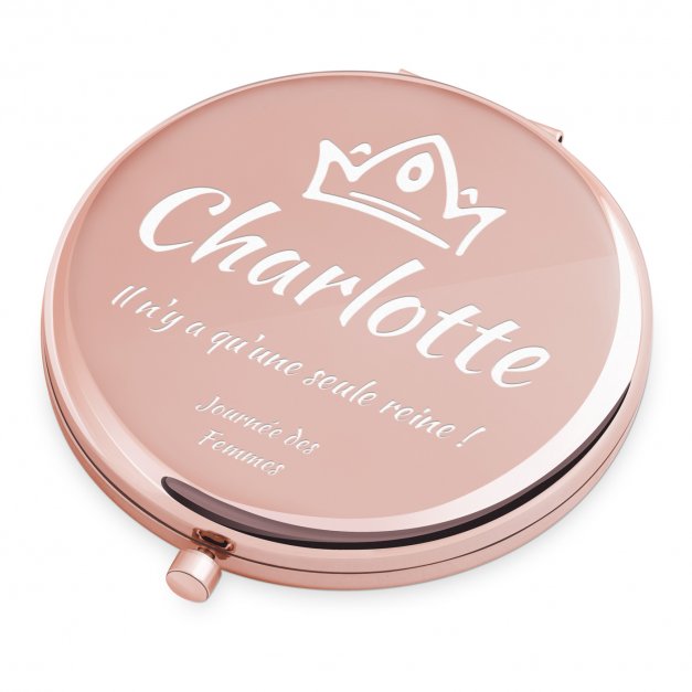 Miroir de poche rond personnalisé de couleur or rose pour une femme pour sa fête