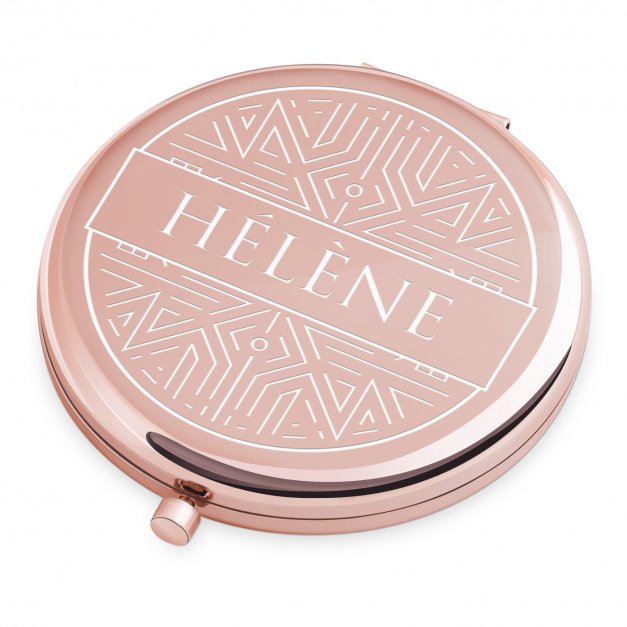 Miroir de poche rond de couleur or rose avec gravure pour l'anniversaire de mamie