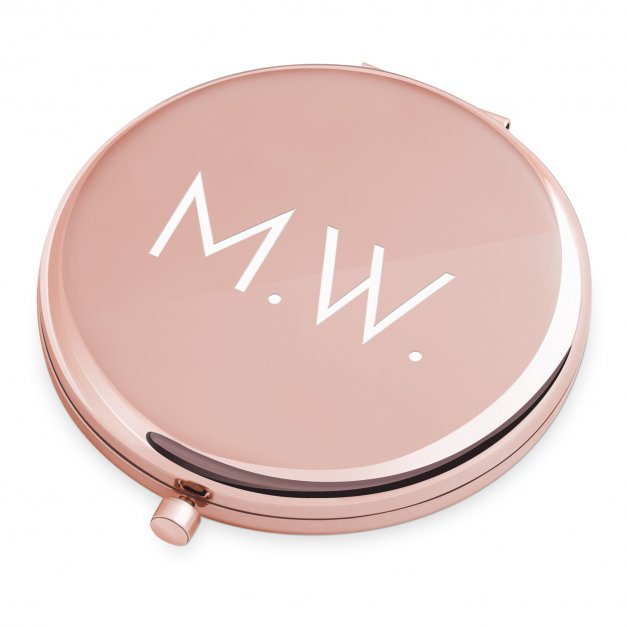 Miroir de poche rond personnalisé de couleur or rose pour elle pour son anniversaire