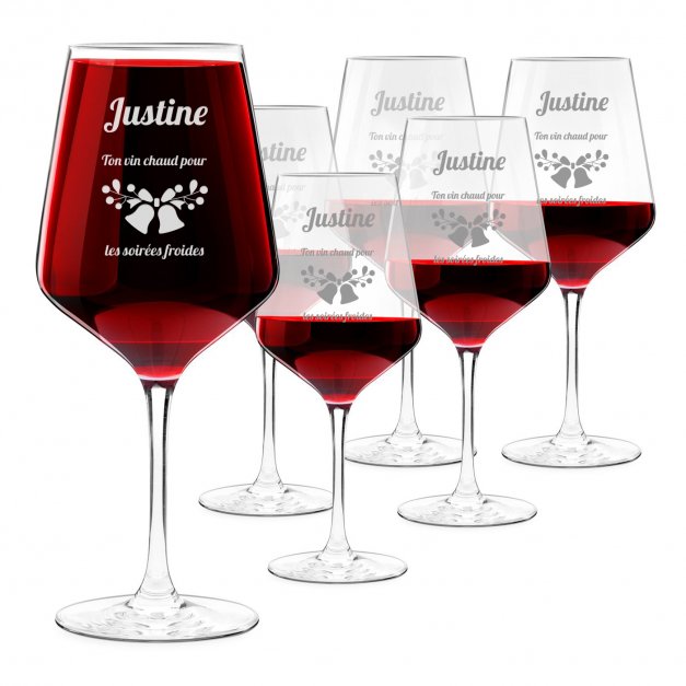6 verres à vin taille XL avec gravure pour elle pour Noël
