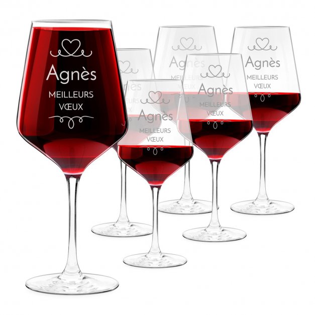 6 verres à vin taille XL avec gravure pour une amie