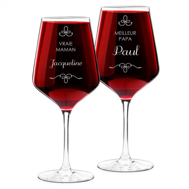 2 verres à vin taille XL avec gravure pour parents