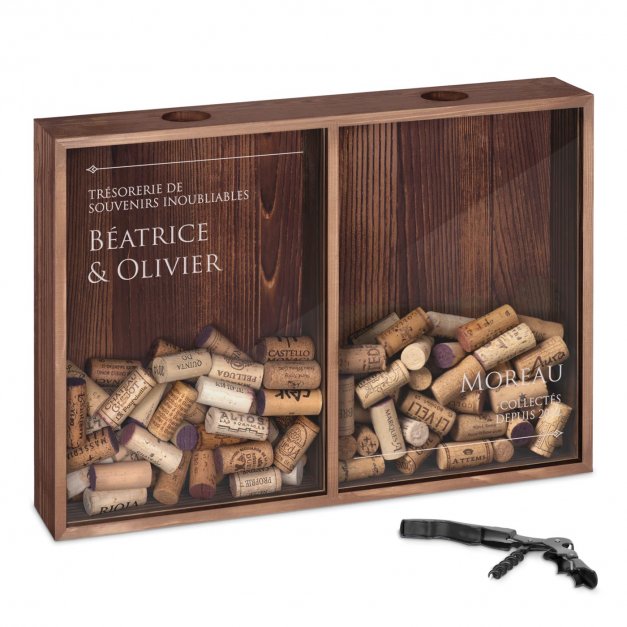 Collecteur de bouchons de vin et de bière personnalisé pour un couple amoureux