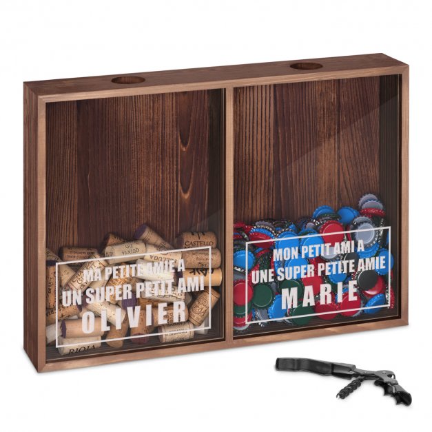 Collecteur de bouchons de vin et de bière personnalisé pour les meilleurs amis
