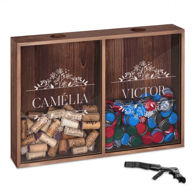 Collecteur de bouchons de vin et de bière personnalisé pour des amis fiancés parents 