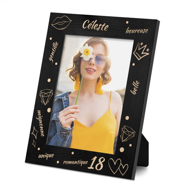 Cadre photo personnalisé noir pour amie pour ses 18 ans