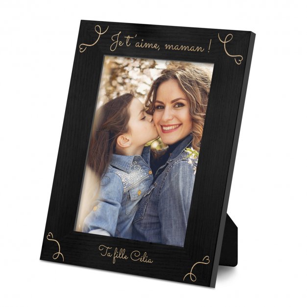 Cadre photo personnalisé noir pour maman