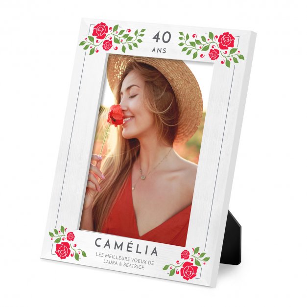 Cadre photo personnalisé en bois blanc pour femme pour ses 40 ans