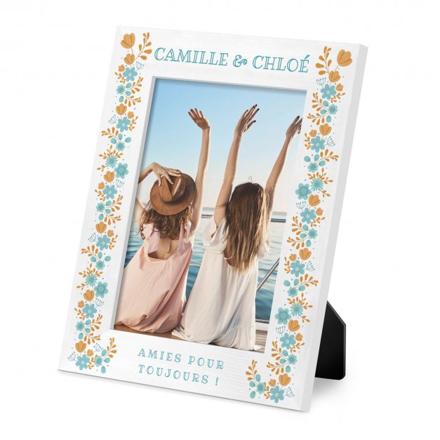 Cadre photo personnalisé en bois blanc pour une amie