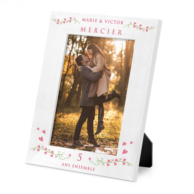 Cadre photo personnalisé en bois blanc pour un couple pour anniversaire de mariage