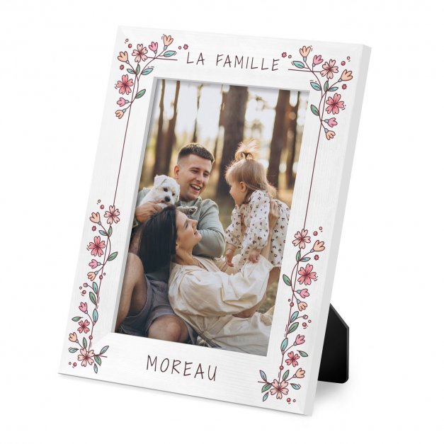 Cadre photo personnalisé en bois blanc pour une crémaillère 