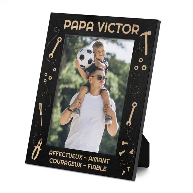 Cadre photo personnalisé noir pour papa