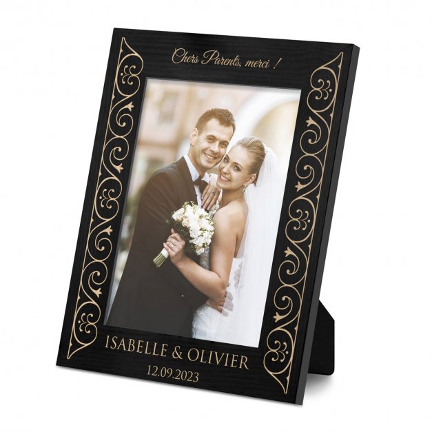 Cadre photo personnalisé noir pour parents remerciement de mariage