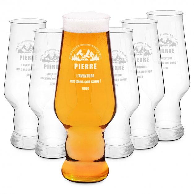 Ensemble de 6 verres à bière avec gravure Krosno Splendour pour voyageur passionné