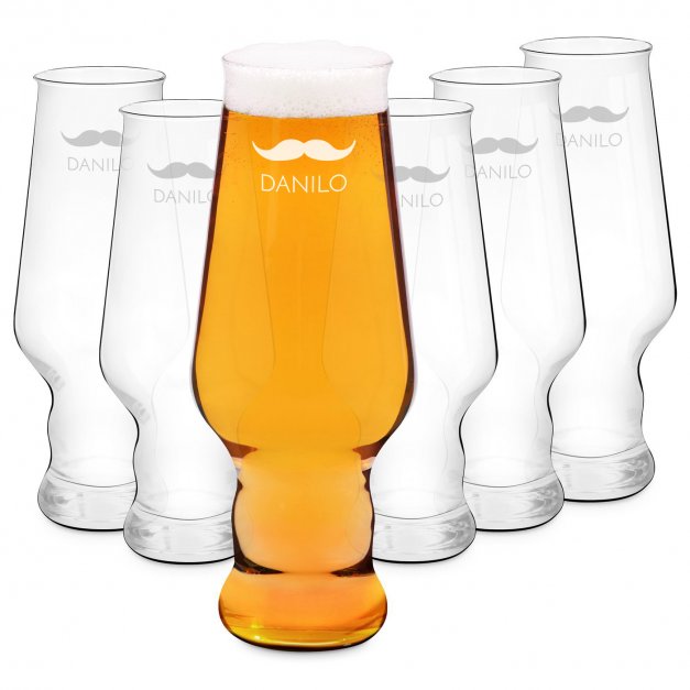 Ensemble de 6 verres à bière avec gravure Krosno Splendour pour lui avec mustache