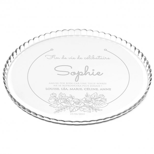 Présentoir à gâteau en verre personnalisé pour une amie pour l'enterrement de vie de jeune fille