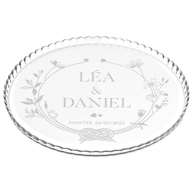 Présentoir à gâteau en verre personnalisé pour un couple pour mariage