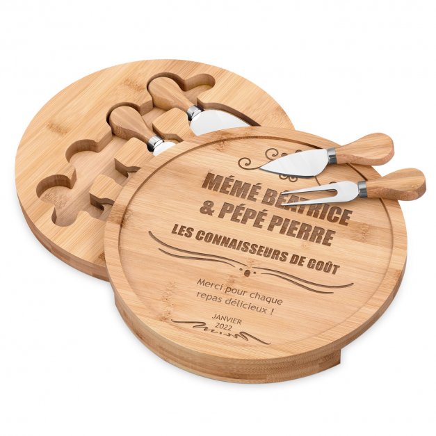 Planche à fromage en bois avec gravure pour grands-parents